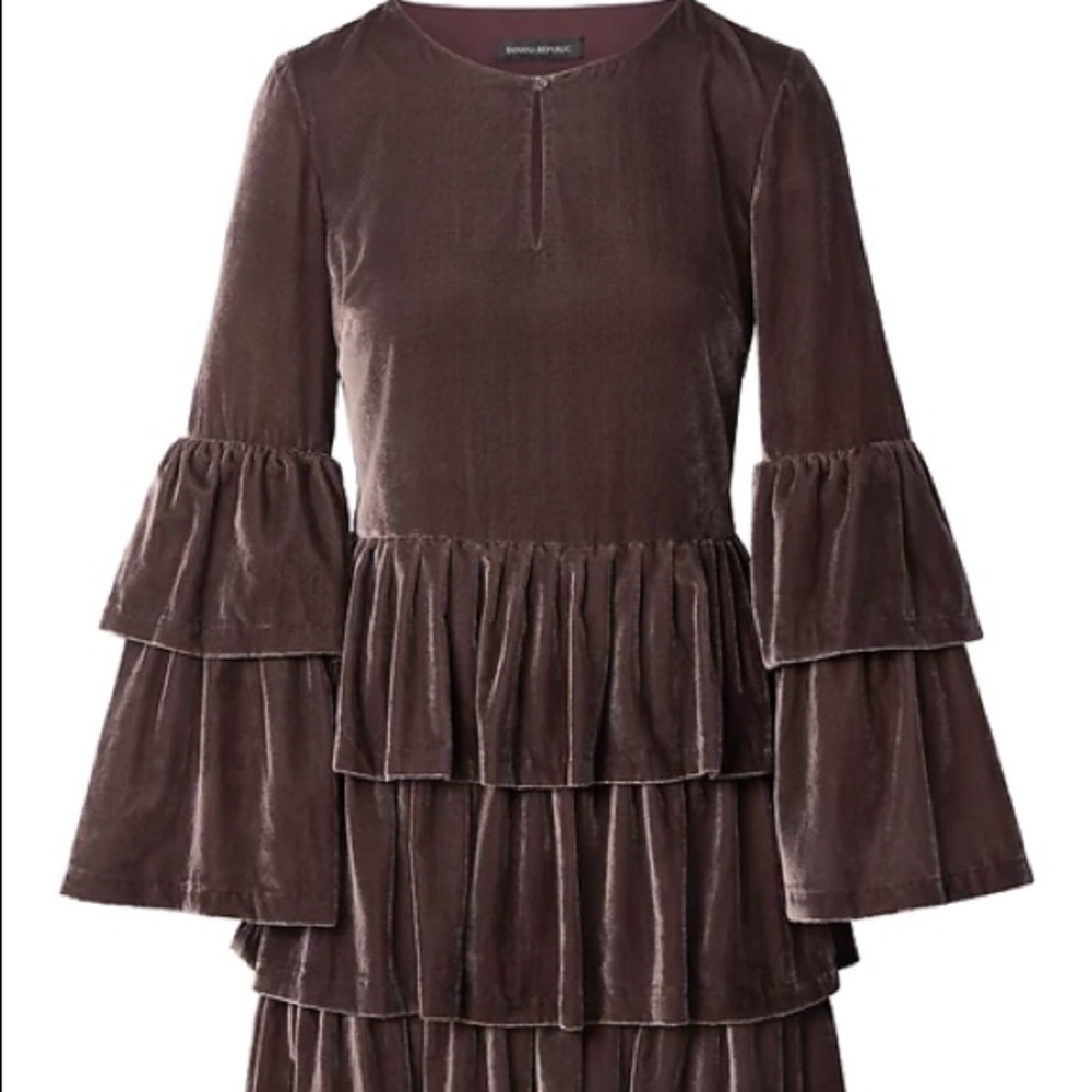 NWT Banana Republic x Olivia Palermo Tiered Velvet Shirtdress